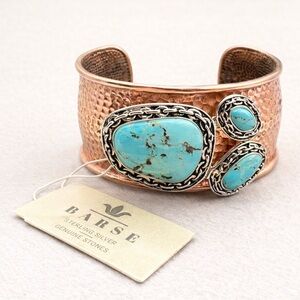Barse Turquoise Sterling Silver Copper Cuff Bracelet Statement Wide